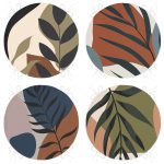 - RealHomes Yuvarlak Fermuarlı Sandalye Minderi - Realhomes  4'lü Özel Tasarım İnce Dal Yaprakları Dijital Baskılı Modern Yuvarlak Fermuarlı Sandalye Minderi Seti Realhomes