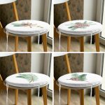 - RealHomes Yuvarlak Fermuarlı Sandalye Minderi - Realhomes  4'lü Kozalaklı Yaprak Tasarımlı Dijital Baskılı Modern Yuvarlak Fermuarlı Sandalye Minderi Seti Realhomes