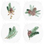 - RealHomes Yuvarlak Fermuarlı Sandalye Minderi - Realhomes  4'lü Kozalaklı Yaprak Tasarımlı Dijital Baskılı Modern Yuvarlak Fermuarlı Sandalye Minderi Seti Realhomes