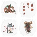 - RealHomes Yuvarlak Fermuarlı Sandalye Minderi - Realhomes  4'lü Kozalak & Şamdan Tasarımlı Dijital Baskılı Modern Yuvarlak Fermuarlı Sandalye Minderi Seti Realhomes