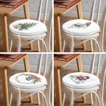 - RealHomes Yuvarlak Fermuarlı Sandalye Minderi - Realhomes  4'lü Kardan Adam & Çam Ağacı Motifli Dijital Baskılı Modern Yuvarlak Fermuarlı Sandalye Minderi Seti Realhomes