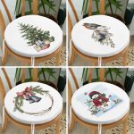 - RealHomes Yuvarlak Fermuarlı Sandalye Minderi - Realhomes  4'lü Kardan Adam & Çam Ağacı Motifli Dijital Baskılı Modern Yuvarlak Fermuarlı Sandalye Minderi Seti Realhomes