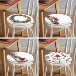 4'lü Yılbaşı Özel Tasarımlı Dijital Baskılı Modern Yuvarlak Fermuarlı Sandalye Minderi Seti Realhomes