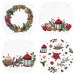 4'lü Yılbaşı Özel Tasarımlı Dijital Baskılı Modern Yuvarlak Fermuarlı Sandalye Minderi Seti Realhomes