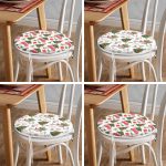 4'lü Yılbaşı Çam Ağacı Özel Tasarımlı Dijital Baskılı Modern Yuvarlak Fermuarlı Sandalye Minderi Seti Realhomes