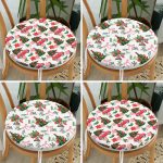 4'lü Yılbaşı Çam Ağacı Özel Tasarımlı Dijital Baskılı Modern Yuvarlak Fermuarlı Sandalye Minderi Seti Realhomes