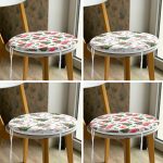 4'lü Yılbaşı Çam Ağacı Özel Tasarımlı Dijital Baskılı Modern Yuvarlak Fermuarlı Sandalye Minderi Seti Realhomes