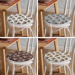 - RealHomes Yuvarlak Fermuarlı Sandalye Minderi - Realhomes  4'lü Pastel Zeminli Kozalak Tasarımlı Dijital Baskılı Modern Yuvarlak Fermuarlı Sandalye Minderi Seti Realhomes