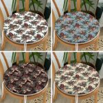 - RealHomes Yuvarlak Fermuarlı Sandalye Minderi - Realhomes  4'lü Pastel Zeminli Kozalak Tasarımlı Dijital Baskılı Modern Yuvarlak Fermuarlı Sandalye Minderi Seti Realhomes