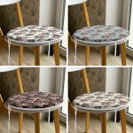 - RealHomes Yuvarlak Fermuarlı Sandalye Minderi - Realhomes  4'lü Pastel Zeminli Kozalak Tasarımlı Dijital Baskılı Modern Yuvarlak Fermuarlı Sandalye Minderi Seti Realhomes