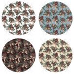 - RealHomes Yuvarlak Fermuarlı Sandalye Minderi - Realhomes  4'lü Pastel Zeminli Kozalak Tasarımlı Dijital Baskılı Modern Yuvarlak Fermuarlı Sandalye Minderi Seti Realhomes