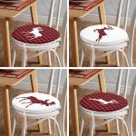 4'lü Ekose Geyik Desenli Dijital Baskılı Modern Yuvarlak Fermuarlı Sandalye Minderi Seti Realhomes