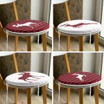 4'lü Ekose Geyik Desenli Dijital Baskılı Modern Yuvarlak Fermuarlı Sandalye Minderi Seti Realhomes