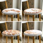 4'lü Özel Çizim Zürafa Tasarımlı Dijital Baskılı Modern Yuvarlak Fermuarlı Sandalye Minderi Seti Realhomes