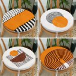 - RealHomes Yuvarlak Fermuarlı Sandalye Minderi - Realhomes 4'lü Etnik Çizimli Özel Tasarım Dijital Baskılı Modern Yuvarlak Fermuarlı Sandalye Minderi Seti Realhomes