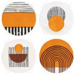 - RealHomes Yuvarlak Fermuarlı Sandalye Minderi - Realhomes 4'lü Etnik Çizimli Özel Tasarım Dijital Baskılı Modern Yuvarlak Fermuarlı Sandalye Minderi Seti Realhomes