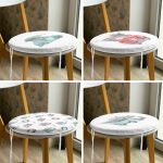 4'lü Çam Ağaçlı Araba Desenli Dijital Baskılı Modern Yuvarlak Fermuarlı Sandalye Minderi Seti Realhomes