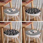 4'lü Saksıdaki Çiçekler Özel Tasarım Dijital Baskılı Modern Yuvarlak Fermuarlı Sandalye Minderi Seti Realhomes