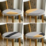 - RealHomes Yuvarlak Fermuarlı Sandalye Minderi - Realhomes  4'lü Çizgili Etnik İskandinav Tasarımlı Dijital Baskılı Modern Yuvarlak Fermuarlı Sandalye Minderi Seti Realhomes