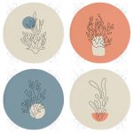 - RealHomes Yuvarlak Fermuarlı Sandalye Minderi - Realhomes  4'lü Renkli Zemin Deniz Yosunu Çizimli Dijital Baskılı Modern Yuvarlak Fermuarlı Sandalye Minderi Seti Realhomes