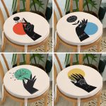 4'lü Çiçek Tasarımlı El Motifli Dijital Baskılı Modern Yuvarlak Fermuarlı Sandalye Minderi Seti Realhomes