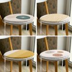 4'lü Pastel Renkli Çizgili Dijital Baskılı Modern Yuvarlak Fermuarlı Sandalye Minderi Seti Realhomes