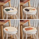 - RealHomes Yuvarlak Fermuarlı Sandalye Minderi - Realhomes 4'lü Etnik Özel Tasarım Dijital Baskılı Modern Yuvarlak Fermuarlı Sandalye Minderi Seti Realhomes