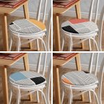 - RealHomes Yuvarlak Fermuarlı Sandalye Minderi - Realhomes 4'lü Koyu Fildişi Renkli Çizgi Tasarımlı Dijital Baskılı Modern Yuvarlak Fermuarlı Sandalye Minderi Seti Realhomes