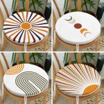 - RealHomes Yuvarlak Fermuarlı Sandalye Minderi - Realhomes  4'lü Güneşin Doğuşu Özel Tasarımlı Dijital Baskılı Modern Yuvarlak Fermuarlı Sandalye Minderi Seti Realhomes