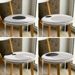 - RealHomes Yuvarlak Fermuarlı Sandalye Minderi - Realhomes  4'lü Krem Zemin Çizgli Motifli Yuvarlak Fermuarlı Sandalye Minderi Seti Realhomes