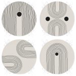 4'lü Çizgili Tasarım Krem Zeminli Yuvarlak Fermuarlı Sandalye Minderi Seti Realhomes