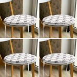 - RealHomes Yuvarlak Fermuarlı Sandalye Minderi - Realhomes  4'lü Özel Tasarım İskandinav Motifli Dijital Baskılı Modern Yuvarlak Fermuarlı Sandalye Minderi Seti Realhomes