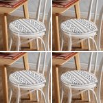 4'lü Özel Tasarım İskandinav Çizimli Dijital Baskılı Modern Yuvarlak Fermuarlı Sandalye Minderi Seti Realhomes