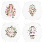 - RealHomes Yuvarlak Fermuarlı Sandalye Minderi - Realhomes  4'lü Çiçek Demetleri Özel Tasarım Dijital Baskılı Modern Yuvarlak Fermuarlı Sandalye Minderi Seti Realhomes