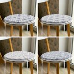 - RealHomes Yuvarlak Fermuarlı Sandalye Minderi - Realhomes 4'lü Kot Zeminde Kristal ve Yaprak Motifli Modern Dekoratif Yuvarlak Fermuarlı Sandalye Minderi Seti Realhomes