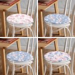 4'lü Renkli Zemin Kelebek Desenli Dijital Baskılı Modern Yuvarlak Fermuarlı Sandalye Minderi Seti Realhomes