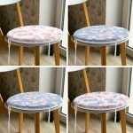 4'lü Renkli Zemin Kelebek Desenli Dijital Baskılı Modern Yuvarlak Fermuarlı Sandalye Minderi Seti Realhomes