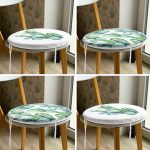 4'lü Beyaz Zemin Kaktüs Tasarımlı Dijital Baskılı Modern Yuvarlak Fermuarlı Sandalye Minderi Seti Realhomes