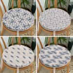 4'lü Kot Zeminde Kristal ve Çam Ağacı Motifli Modern Dijital Baskılı Dekoratif Yuvarlak Fermuarlı Sandalye Minderi Seti Realhomes