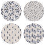 4'lü Kot Zeminde Kristal ve Çam Ağacı Motifli Modern Dijital Baskılı Dekoratif Yuvarlak Fermuarlı Sandalye Minderi Seti Realhomes