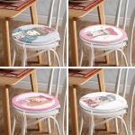 4'lü Sevimli Pop-Art Çizimli Kızlar Yuvarlak Fermuarlı Sandalye Minderi Seti Realhomes