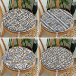 - RealHomes Yuvarlak Fermuarlı Sandalye Minderi - Realhomes  4'lü Kot Zeminde Ebru Sanatı Motifli Dekoratif Dijital Baskılı Modern Yuvarlak Fermuarlı Sandalye Minderi Seti Realhomes