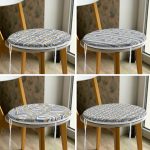 - RealHomes Yuvarlak Fermuarlı Sandalye Minderi - Realhomes  4'lü Kot Zeminde Ebru Sanatı Motifli Dekoratif Dijital Baskılı Modern Yuvarlak Fermuarlı Sandalye Minderi Seti Realhomes