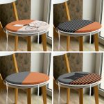 - RealHomes Yuvarlak Fermuarlı Sandalye Minderi - Realhomes  4'lü Kiremit Renkli Bisikletli Adam Kedi Motifli Yuvarlak Fermuarlı Sandalye Minderi Seti Realhomes