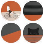 - RealHomes Yuvarlak Fermuarlı Sandalye Minderi - Realhomes  4'lü Kiremit Renkli Bisikletli Adam Kedi Motifli Yuvarlak Fermuarlı Sandalye Minderi Seti Realhomes