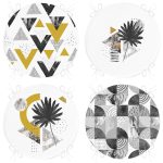 - RealHomes Yuvarlak Fermuarlı Sandalye Minderi - Realhomes  4'lü Mermer Geometrik Çizimli Özel Tasarım Yuvarlak Fermuarlı Sandalye Minderi Seti Realhomes