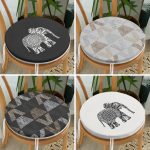 4'lü Enik Motifli Fil Tasarımlı Yuvarlak Fermuarlı Sandalye Minderi Seti Realhomes