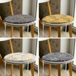 4'lü Renkli Zemin Tropik Çiçekler Yuvarlak Fermuarlı Sandalye Minderi Seti Realhomes