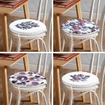 - RealHomes Yuvarlak Fermuarlı Sandalye Minderi - Realhomes  4'lü Eflatun Suluboya Motifli Gül Tasarımlı Yuvarlak Fermuarlı Sandalye Minderi Seti Realhomes