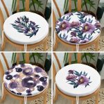 - RealHomes Yuvarlak Fermuarlı Sandalye Minderi - Realhomes  4'lü Eflatun Suluboya Motifli Gül Tasarımlı Yuvarlak Fermuarlı Sandalye Minderi Seti Realhomes